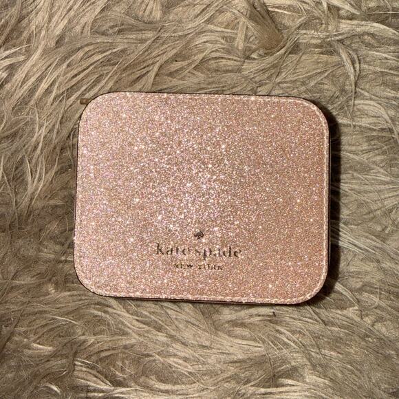 New Kate Spade New York Rose Gold Glitter Travel Jewelry Holder - Picture 7 of 8